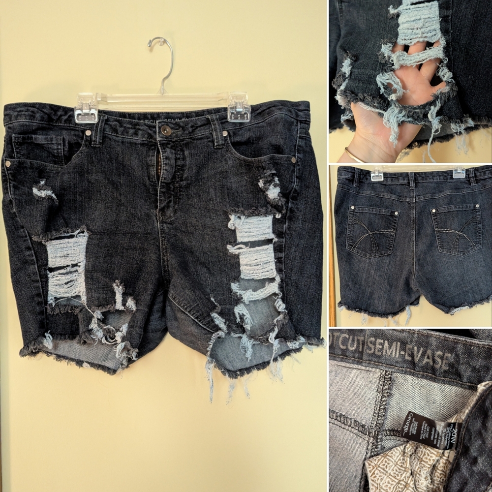 George Black Distressed Jean Shorts